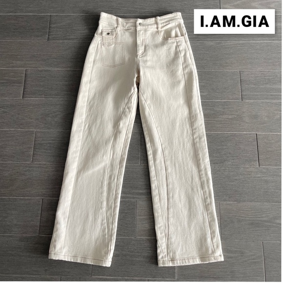 I.AM.GIA Denim - I.AM.GIA. Straight Leg Jeans Size S Off White Cream Ecru  Faux Back Pockets